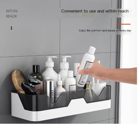 Bathroom Wall-Mounted Storage Rack with Suction Cups